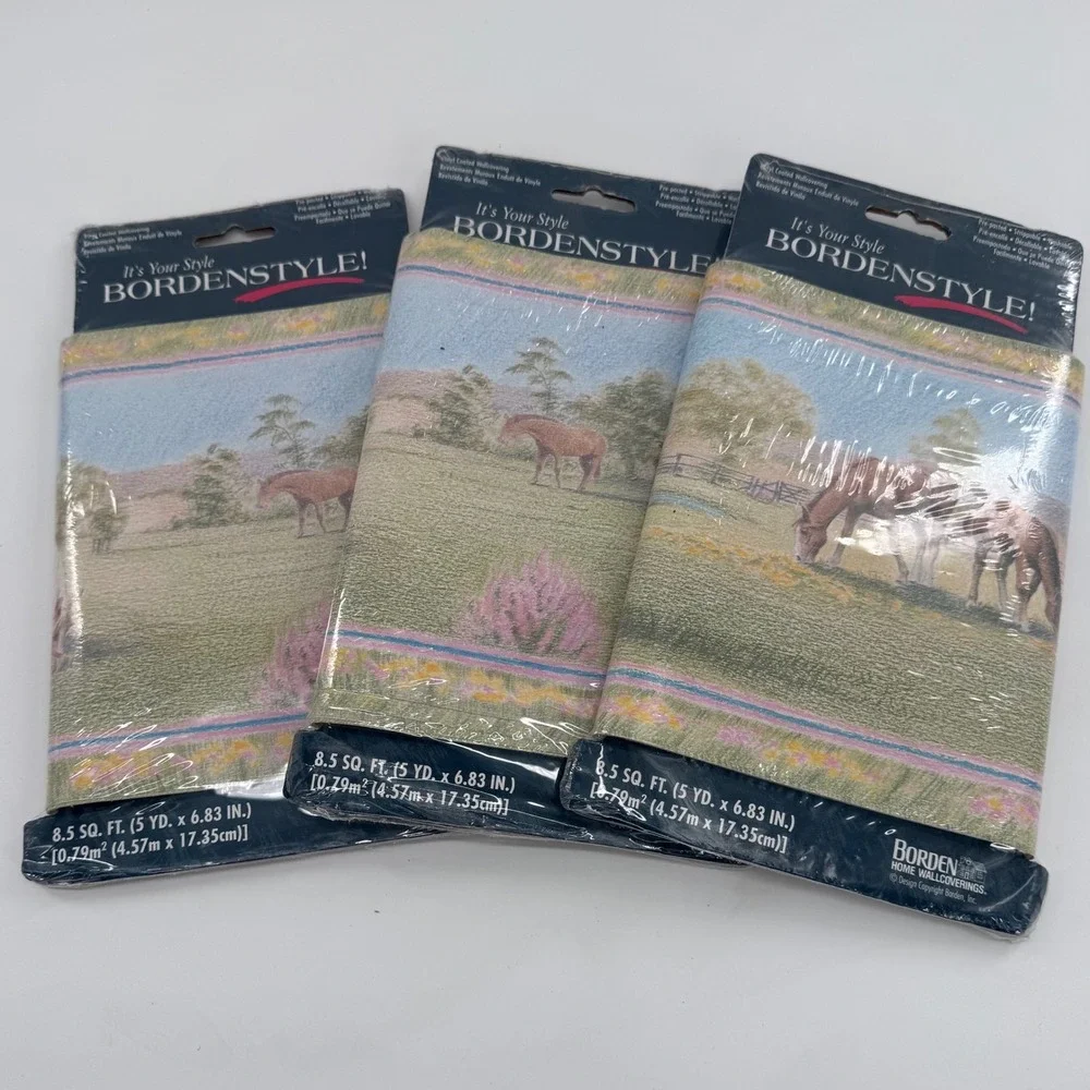 Borden Wallpaper Border Horse Pastoral WFP6358 3 Rolls Outdoors Equestrian Decor